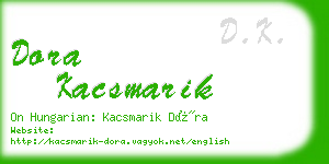 dora kacsmarik business card